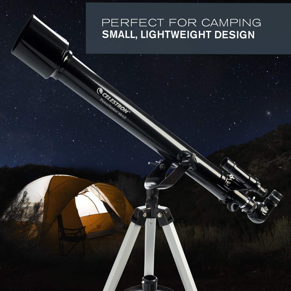 Celestron PowerSeeker 60AZ Telescope with Smartphone Adapter, 60AZ