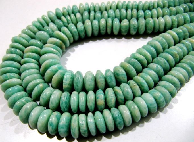 Natural Amazonite Plain Smooth Rondelle Amazonite Beads German Cut Size 8-12mm Length 8 inches