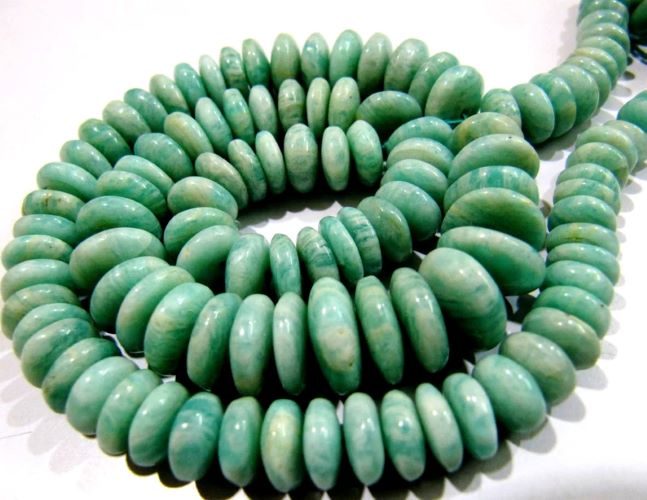 Natural Amazonite Plain Smooth Rondelle Amazonite Beads German Cut Size 8-12mm Length 8 inches