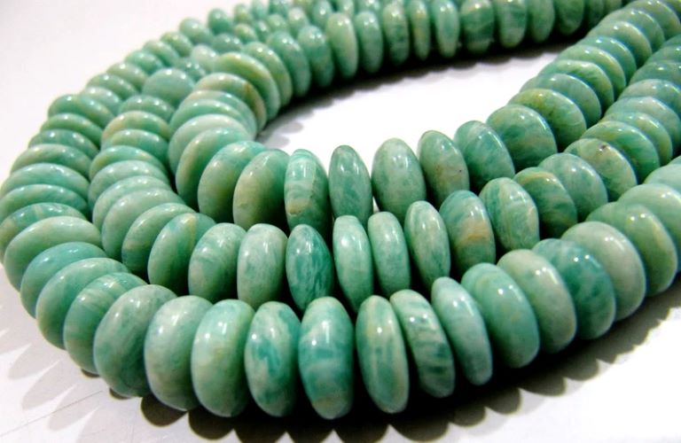 Natural Amazonite Plain Smooth Rondelle Amazonite Beads German Cut Size 8-12mm Length 8 inches