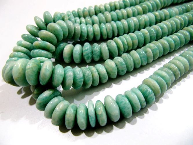 Natural Amazonite Plain Smooth Rondelle Amazonite Beads German Cut Size 8-12mm Length 8 inches