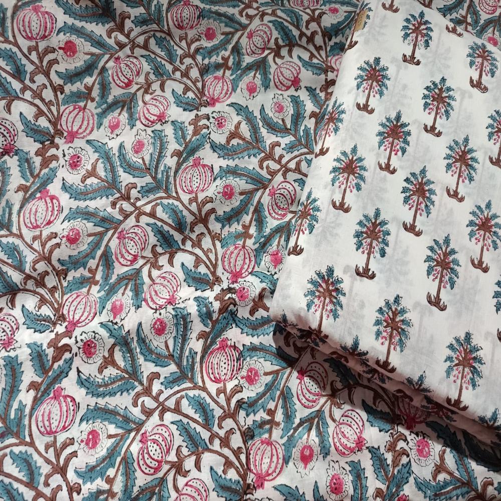 Hand block printed fabric