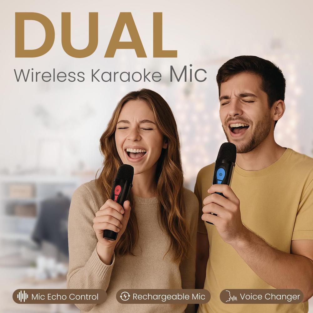 Portronics 25W Apollo 20 Wireless Bluetooth Portable Speaker with Dual Wireless Karaoke Mic, 5 Hour