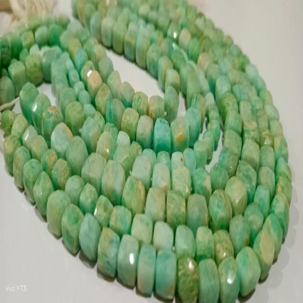 Natural Amazonite Faceted Cut Box Shape Beads 6 to 8mm Cube Shape Beads Strand 14 Inches