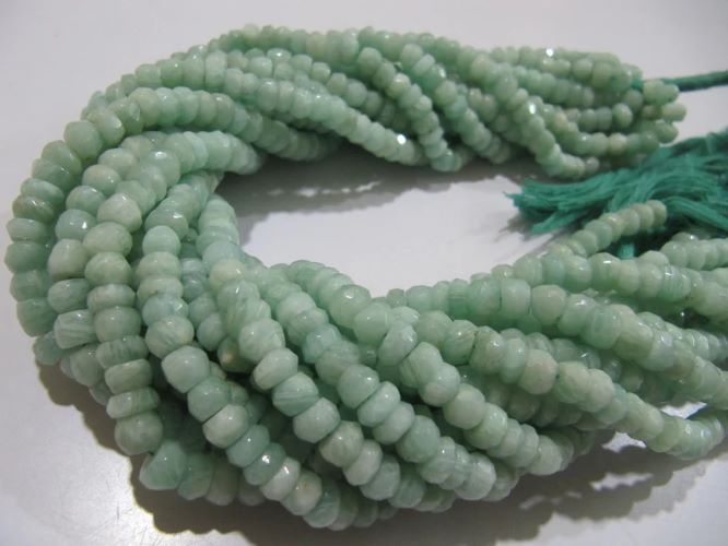 Natural Amazonite Rondelle Faceted 5-6 mm Gemstone Beads Strand 13 inch long