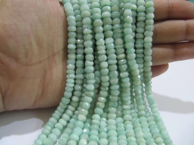 Natural Amazonite Rondelle Faceted 5-6 mm Gemstone Beads Strand 13 inch long