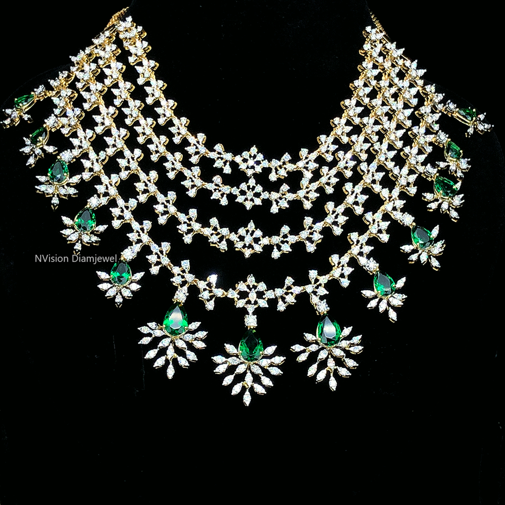 Opulence Heirloom Emerald Natural Diamond Necklace Set