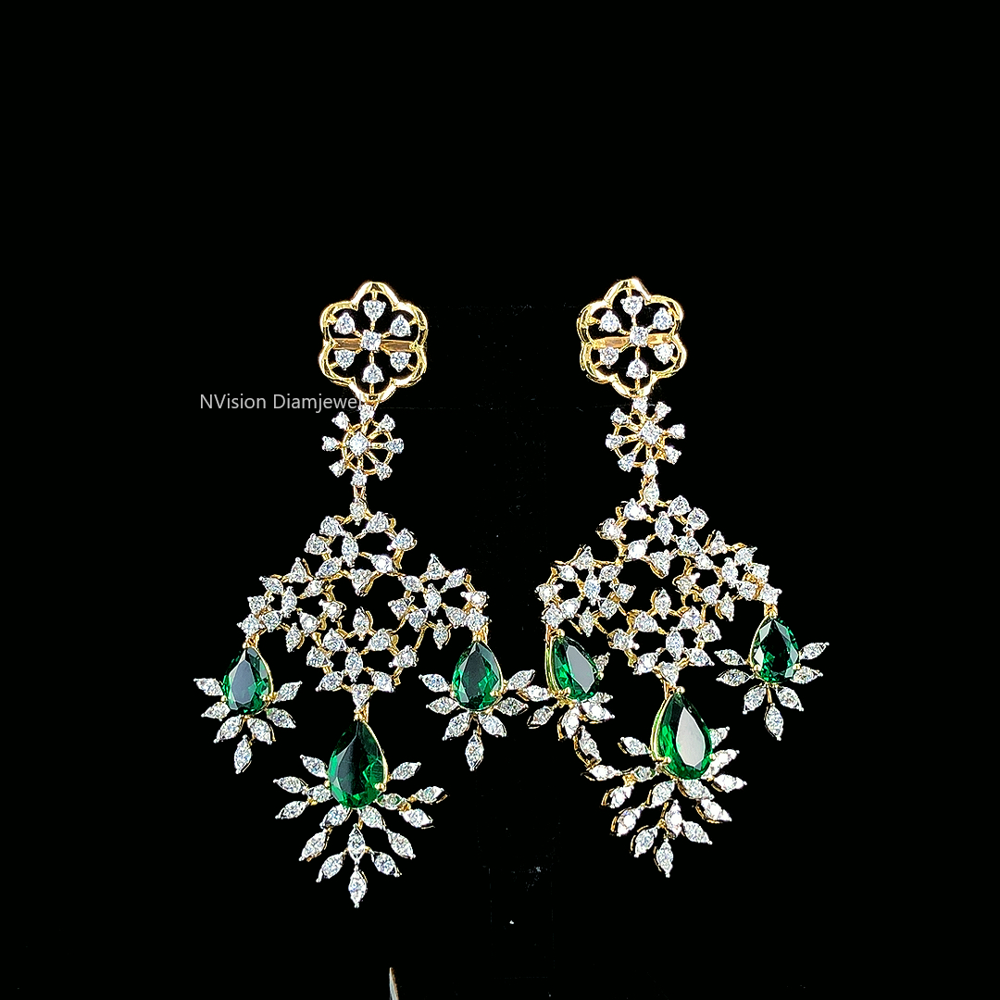 Opulence Heirloom Emerald Natural Diamond Necklace Set