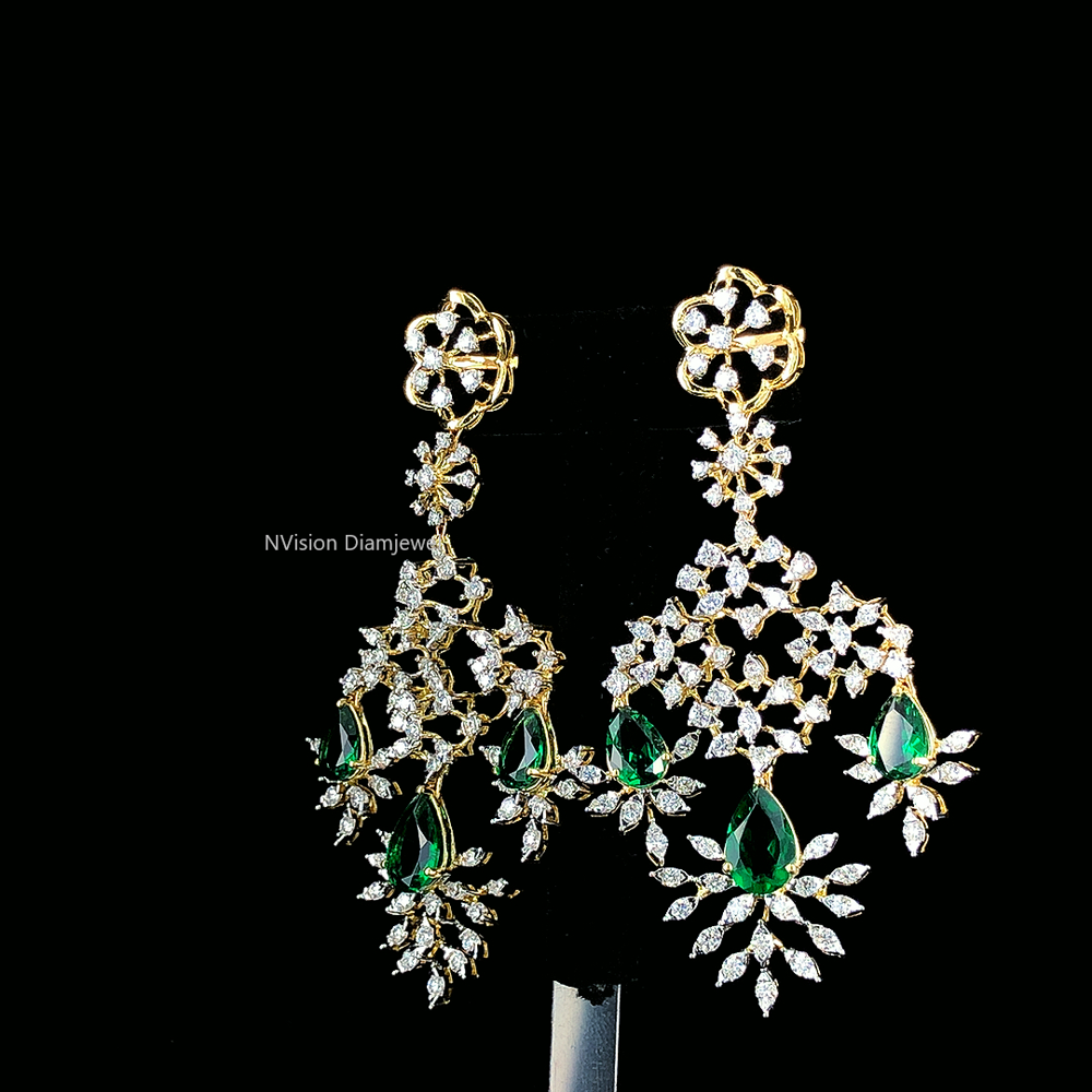 Opulence Heirloom Emerald Natural Diamond Necklace Set