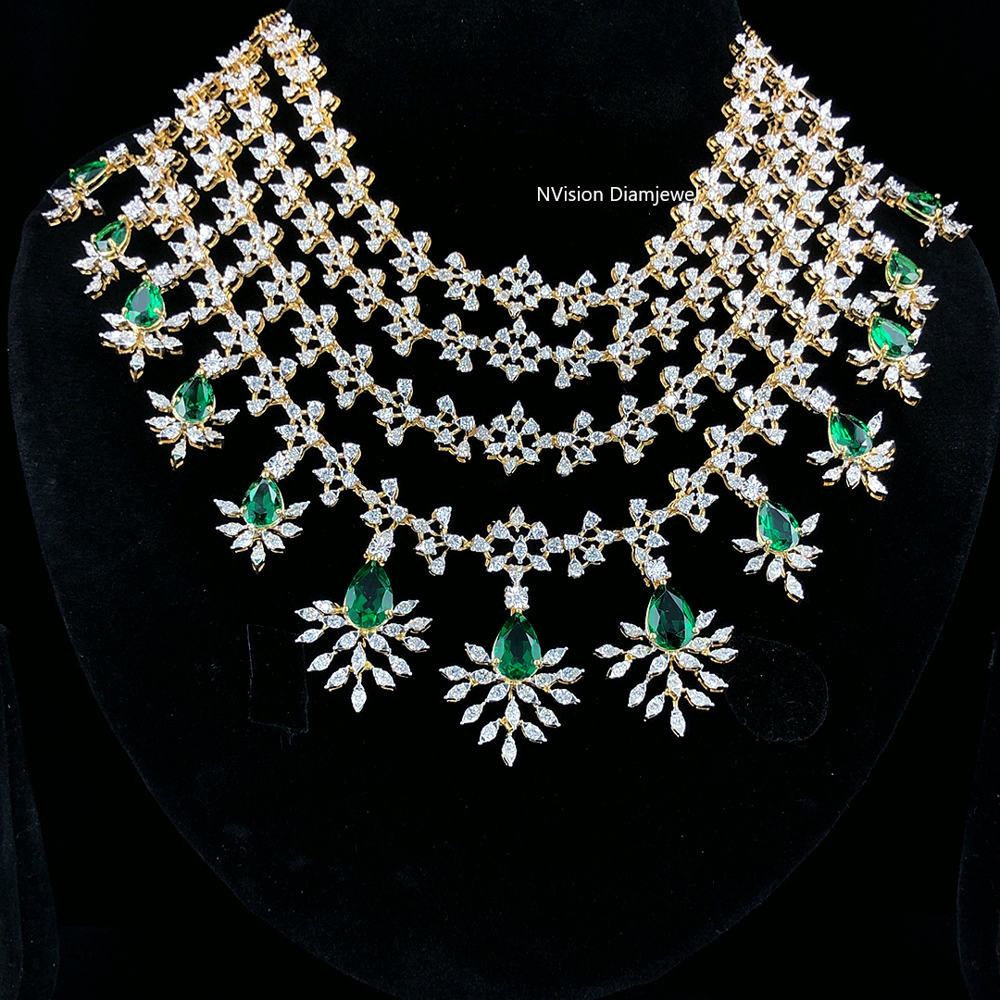 Opulence Heirloom Emerald Natural Diamond Necklace Set
