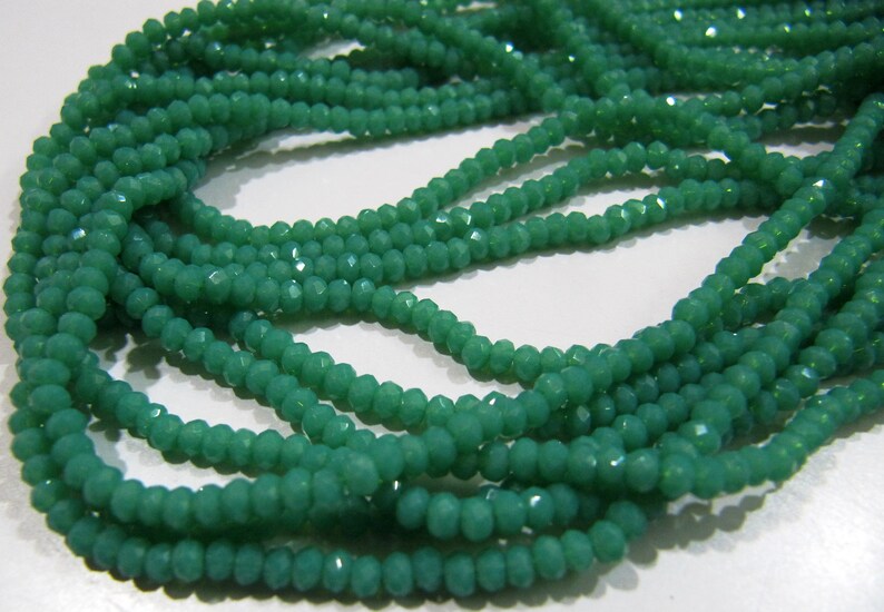 Green Amazonite Hydro quartz Rondelle Micro Faceted 3mm Beads Strand 16 inches long