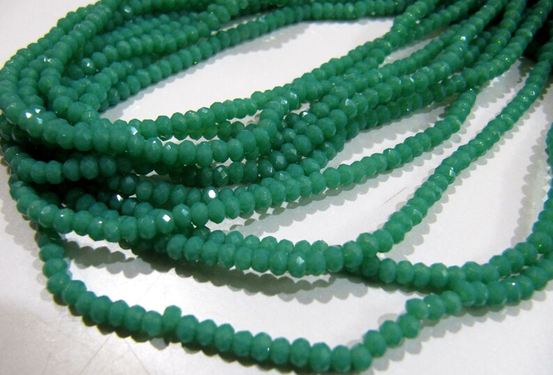 Green Amazonite Hydro quartz Rondelle Micro Faceted 3mm Beads Strand 16 inches long