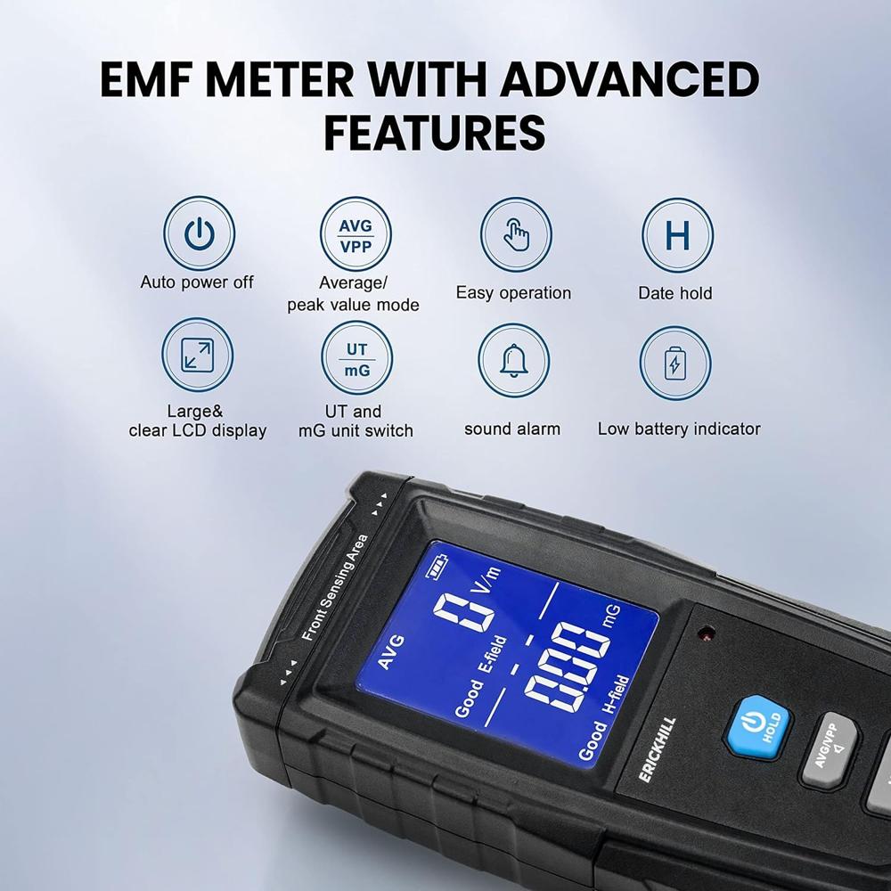 True Sense EMF Meter,Electromagnetic Field Radiation Detector LCD EMF Detector, RT-100