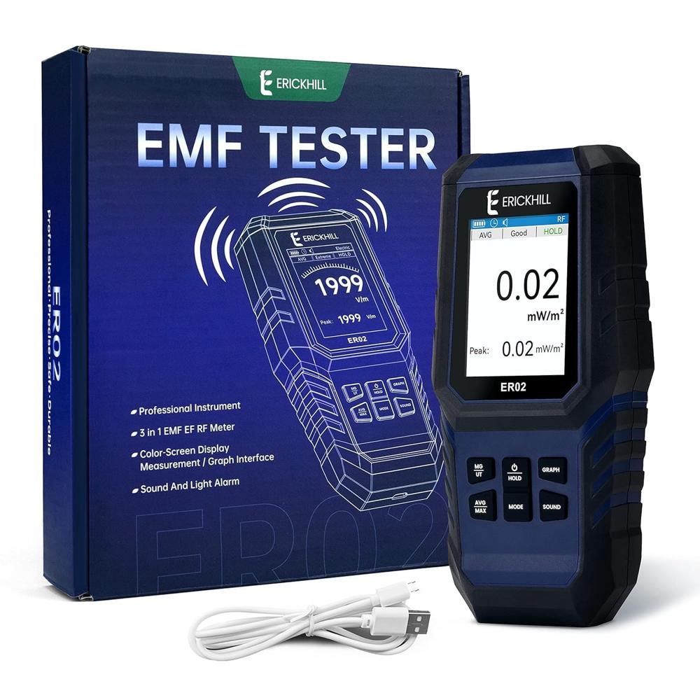 True Sense EMF Meter,3-in-1Rechargeable Digital Electromagnetic Field Radiation Detector, ER02
