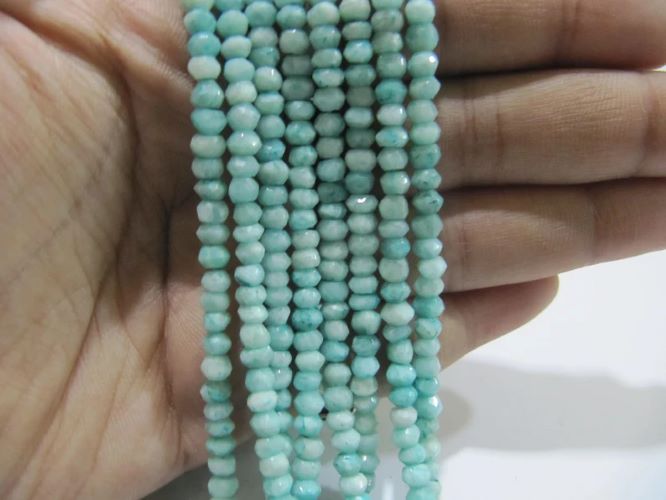 Natural Amazonite Rondelle Faceted 3-4 mm Gemstone Beads Strand 13 inch long