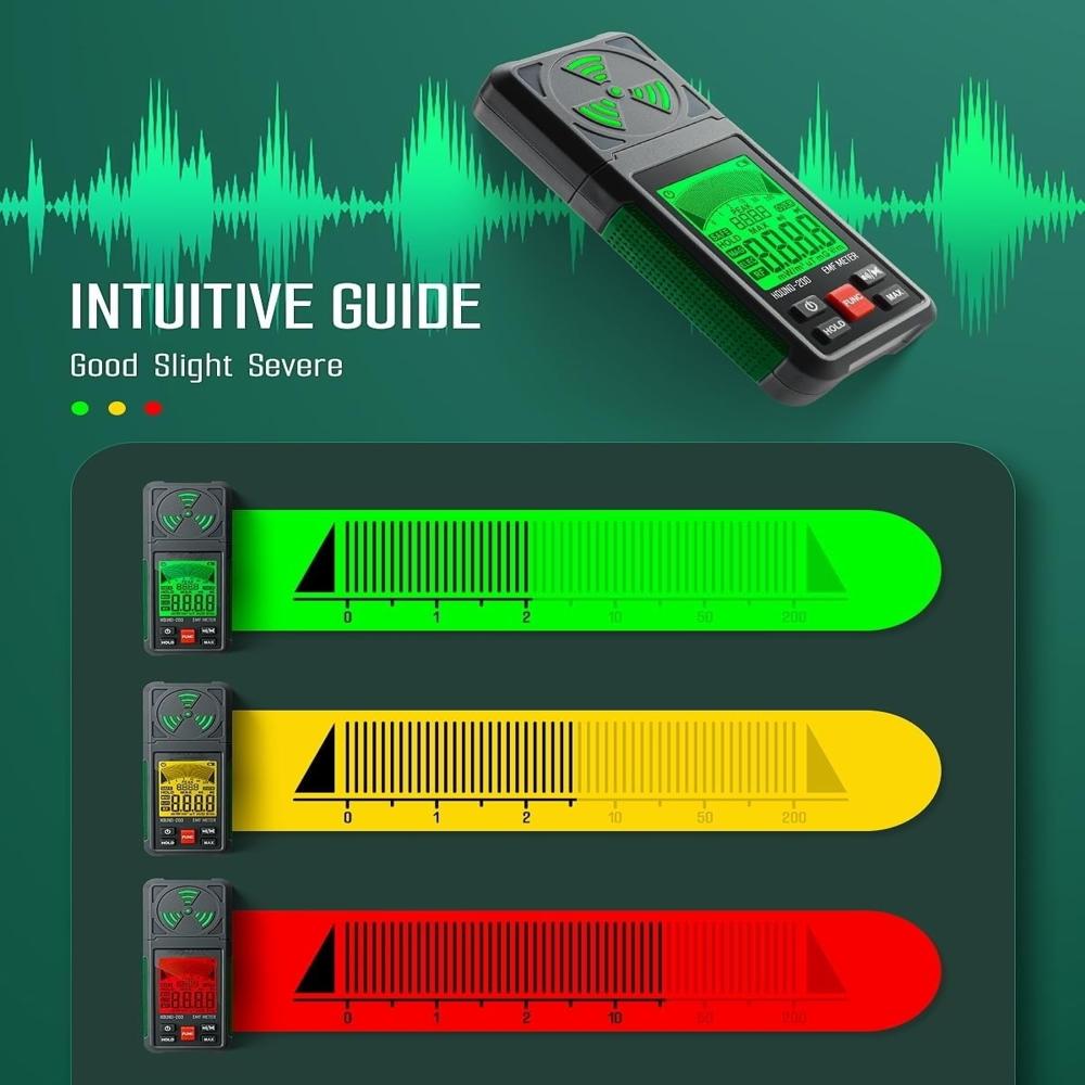 True Sense EMF Meter 3-in-1 Portable Electromagnetic Field Radiation Detector, Hound-200