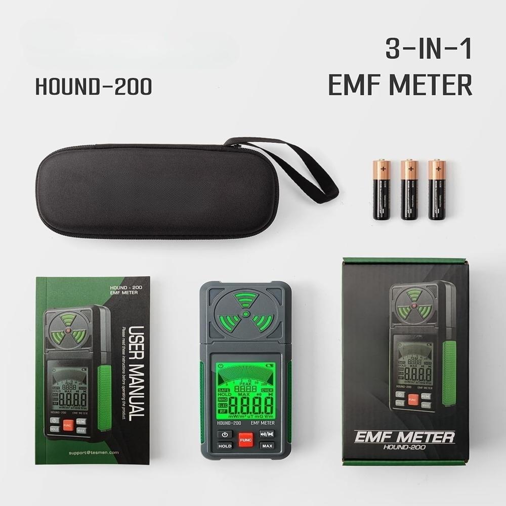 True Sense EMF Meter 3-in-1 Portable Electromagnetic Field Radiation Detector, Hound-200