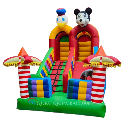 Mickey Mouse Bouncy Castle & Slides with Blower - Inflatable Two Face Bouncy