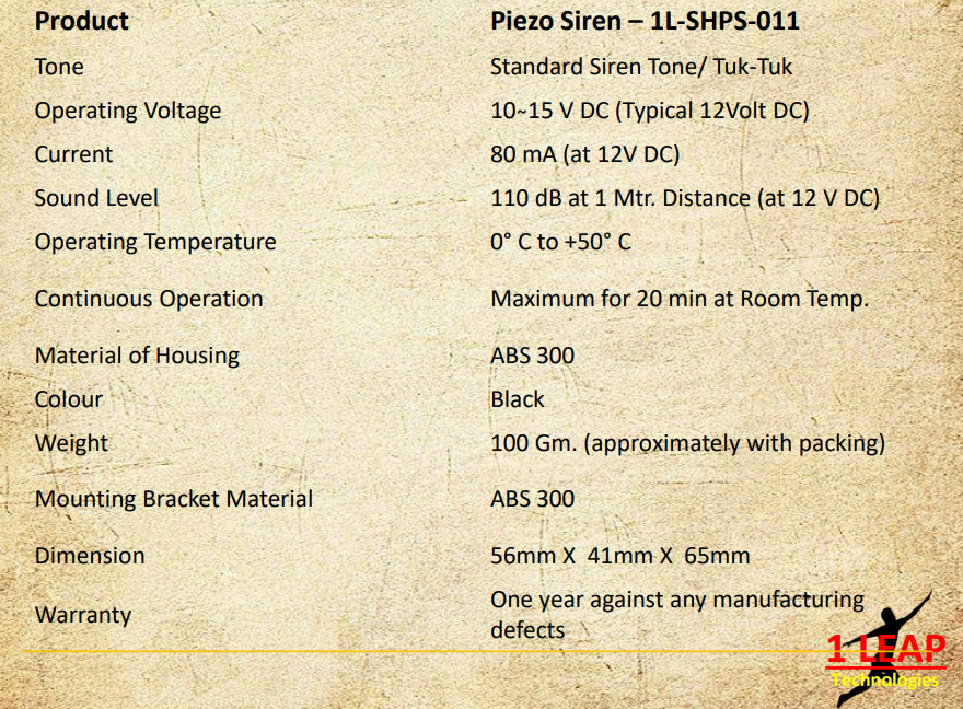 Piezo Siren 12vdc - Alarm Light Color: Red