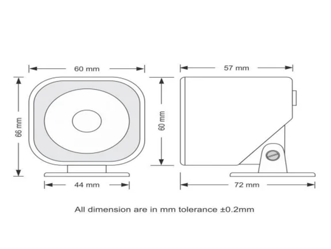 Piezo Siren 12vdc - Alarm Light Color: Red