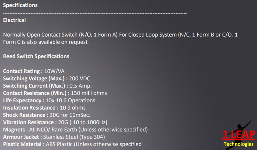  Surface Mount Magnetic Reed Switch NC