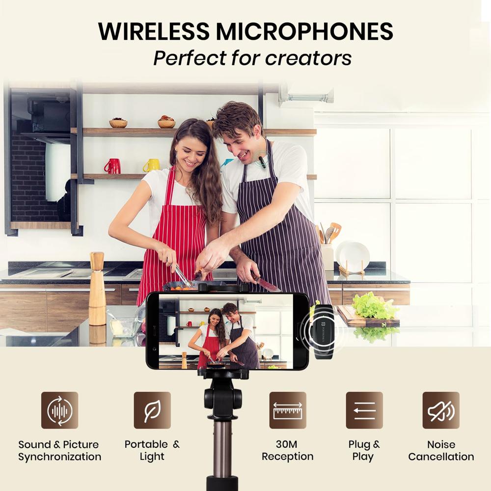 Portronics Dash 7 Ai Omnidirectional Type C Wireless Microphone, Ai Enabled Noise Cancellation, Plug & Play, Lapel