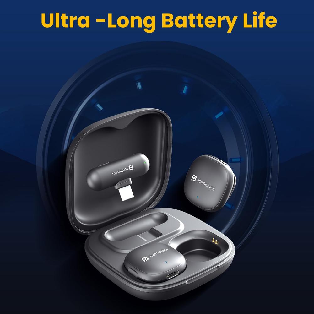 Portronics Vlogmate One India First Ai Powered 2400-2480 MHz Wireless Microphone with Noise