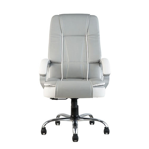 Tusker High Back Leatherette Office Chair Grey & White Woodberg Furnishings