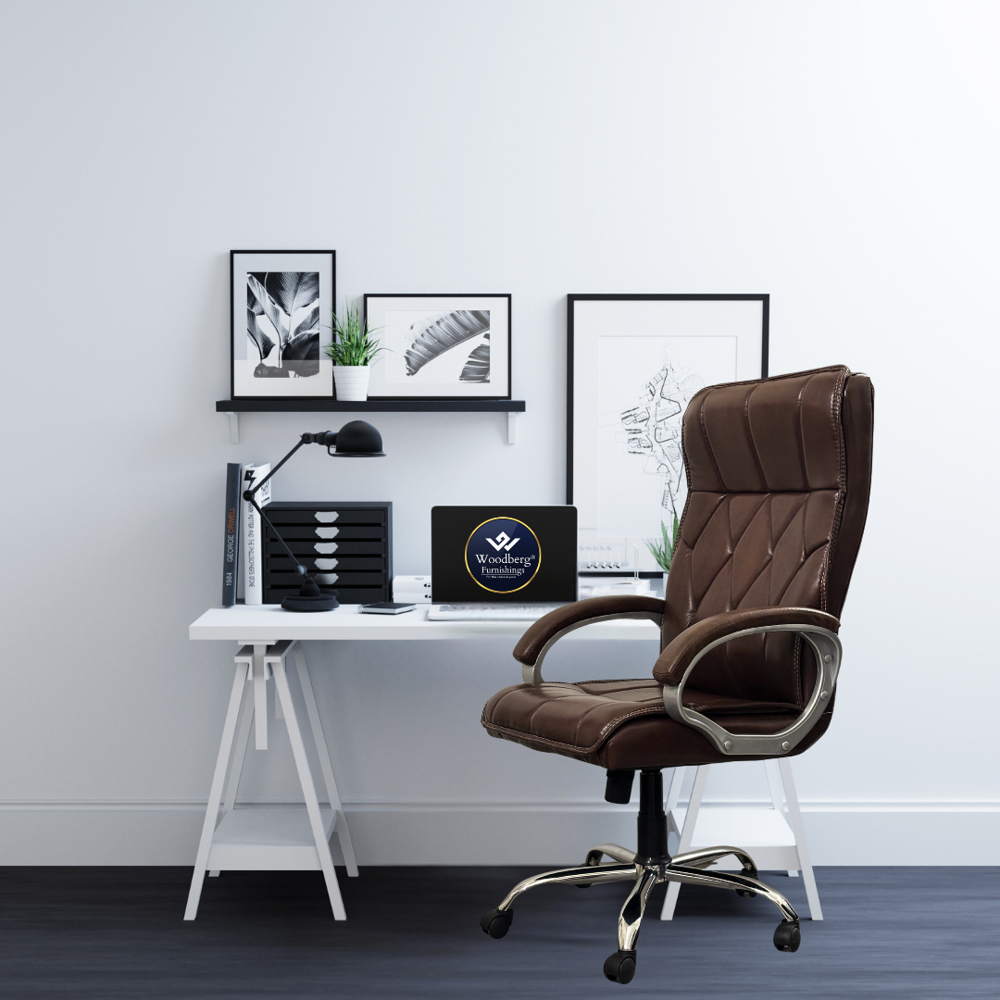 A+ Majesta High Back Executive Boss Office Chair Brown Woodber Furnishings
