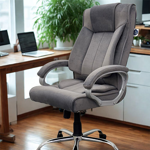 Woodberg Furnishings Majesta Ergonomic High Back Fabric Office Chair Grey
