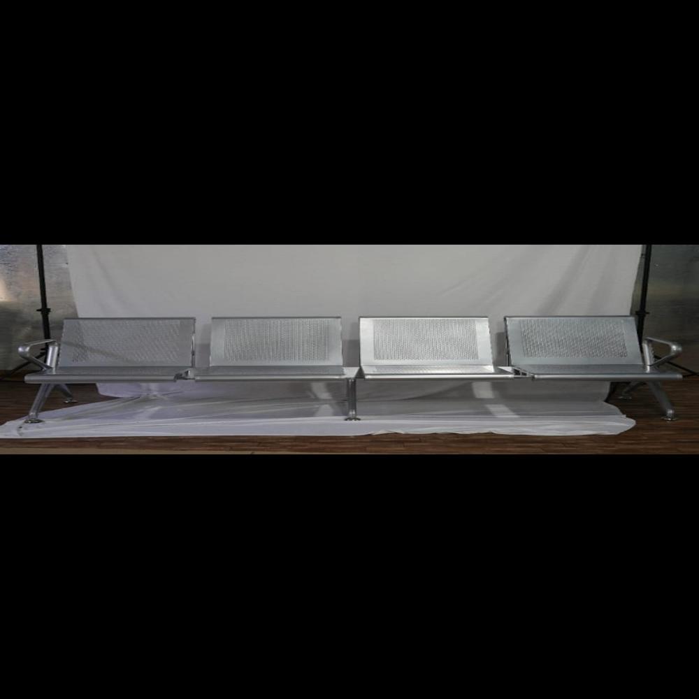 4 Seater Waiting Bench Without Cushion - Color: Silver And Black