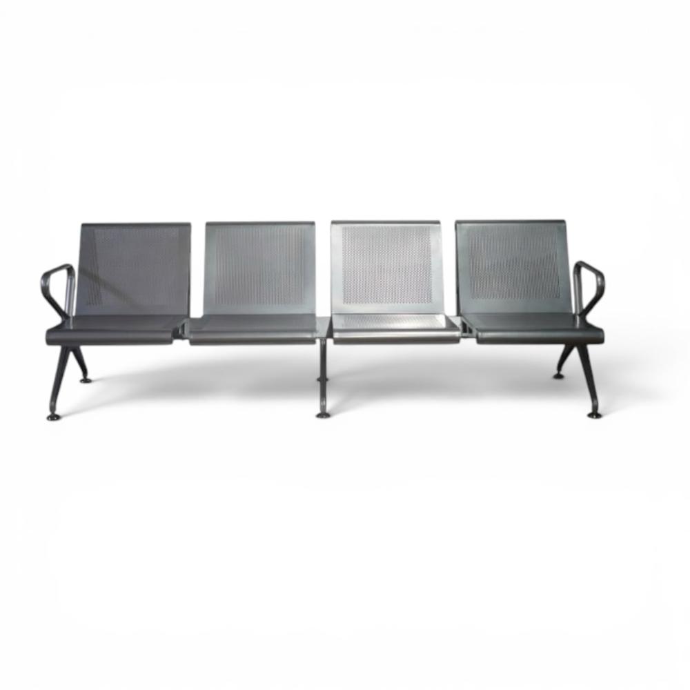 4 Seater Waiting Bench Without Cushion - Color: Silver And Black