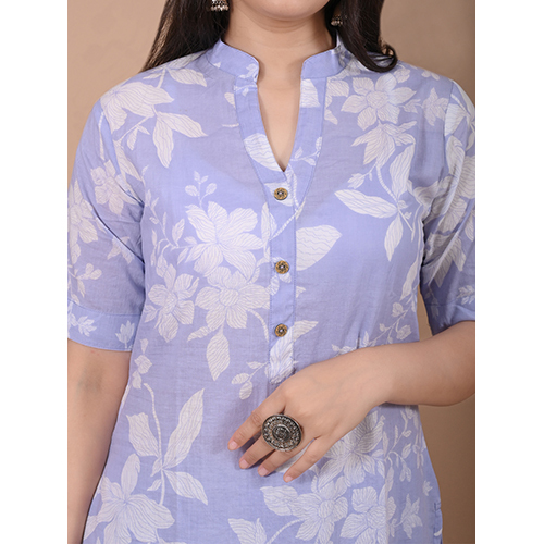 Cotton Suit 824 - Pure Cotton 2.5m Top, 2m Bottom, 2.25m Dupatta, Blue & White Floral Printed, Breathable Eco-friendly