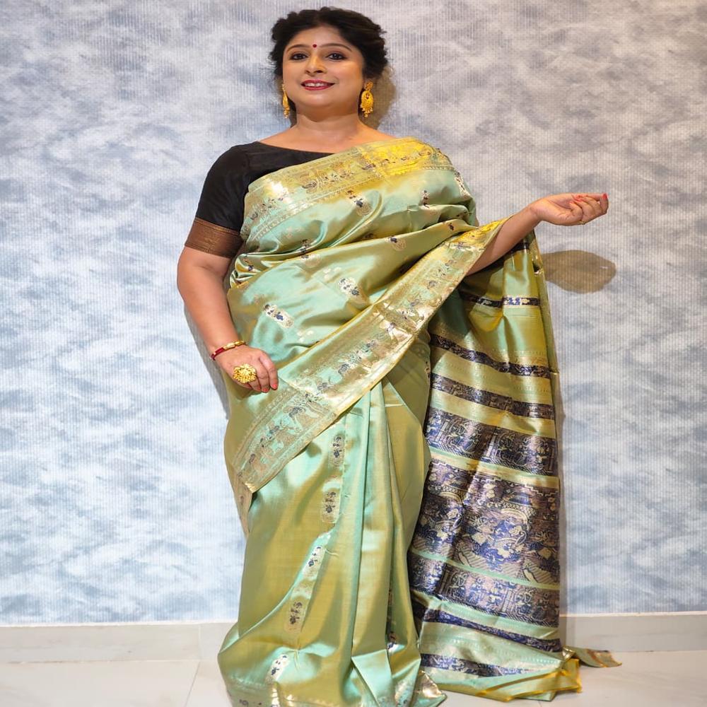 Pista green Swarnachari Saree