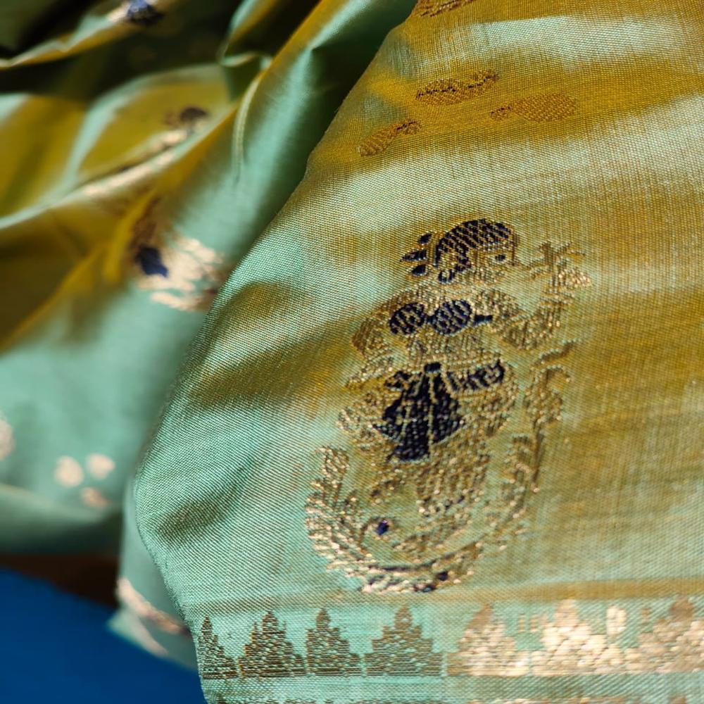 Pista green Swarnachari Saree