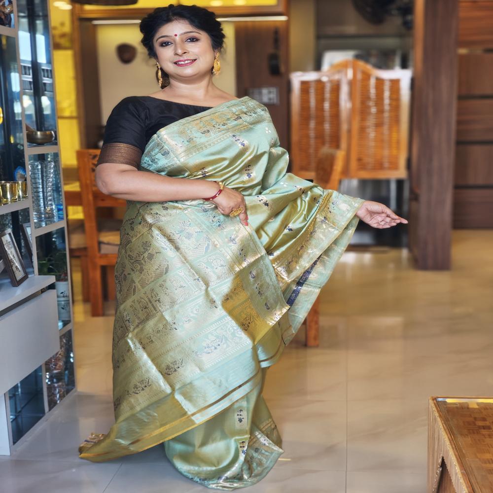 Pista green Swarnachari Saree