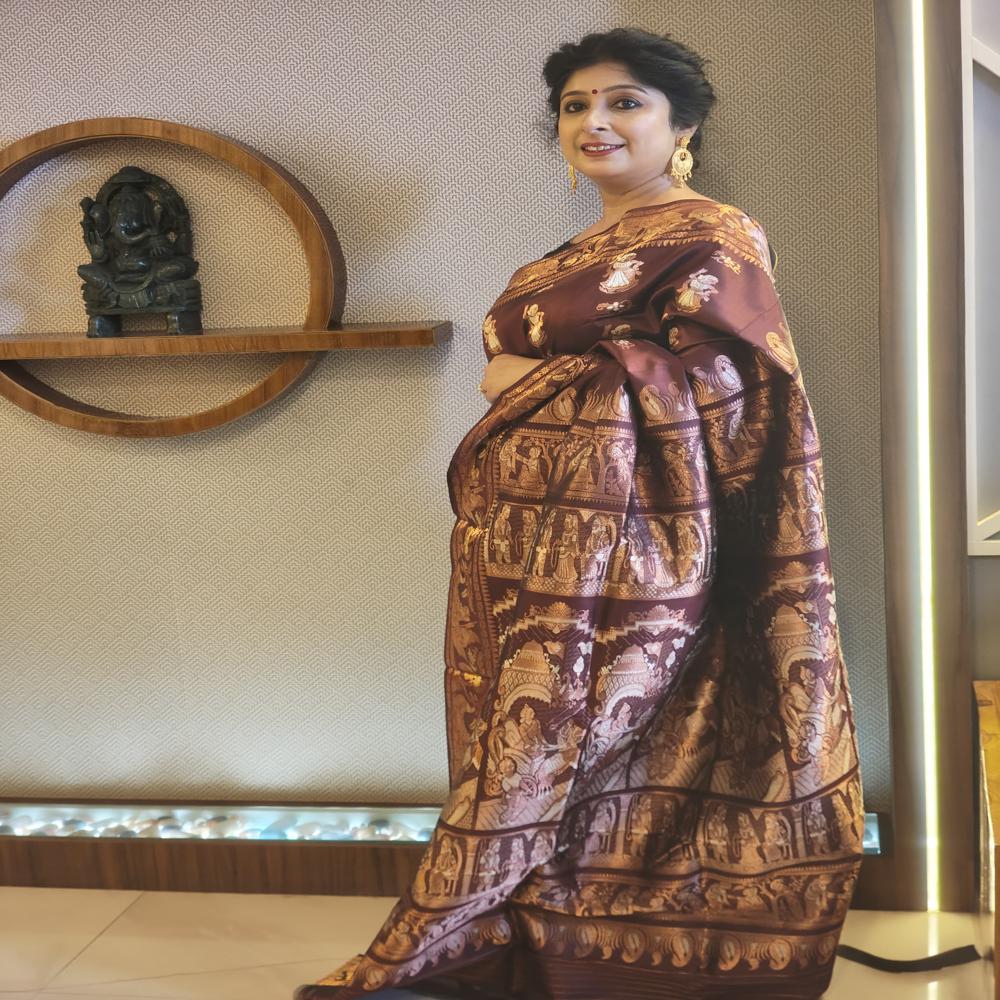 Coffee coloured Swarnachari saree