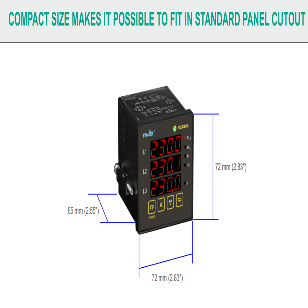 Rex334-a Three Phase Ammeter, 72wx72hx85d - Product Type: Electronic Prooduct