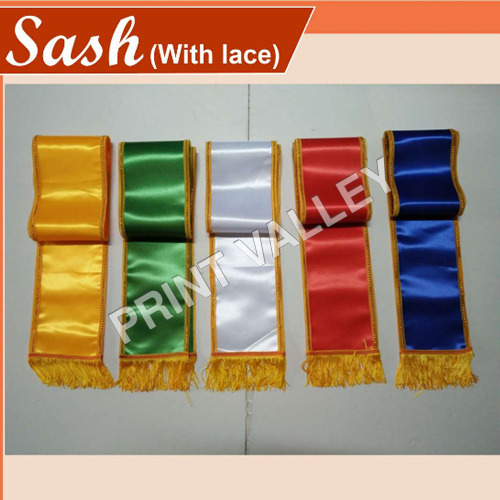 Polyester Plain Sash With Lace