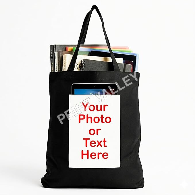 Customized Cotton Tote Bag with Photo Text Print