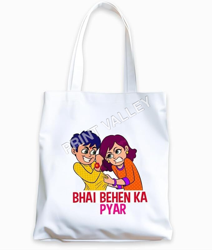 Customized Raksha Bandhan Printed White Tote Bag