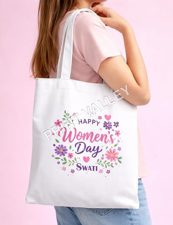 Personalized Womens Day Canvas Tote Bag with Zip