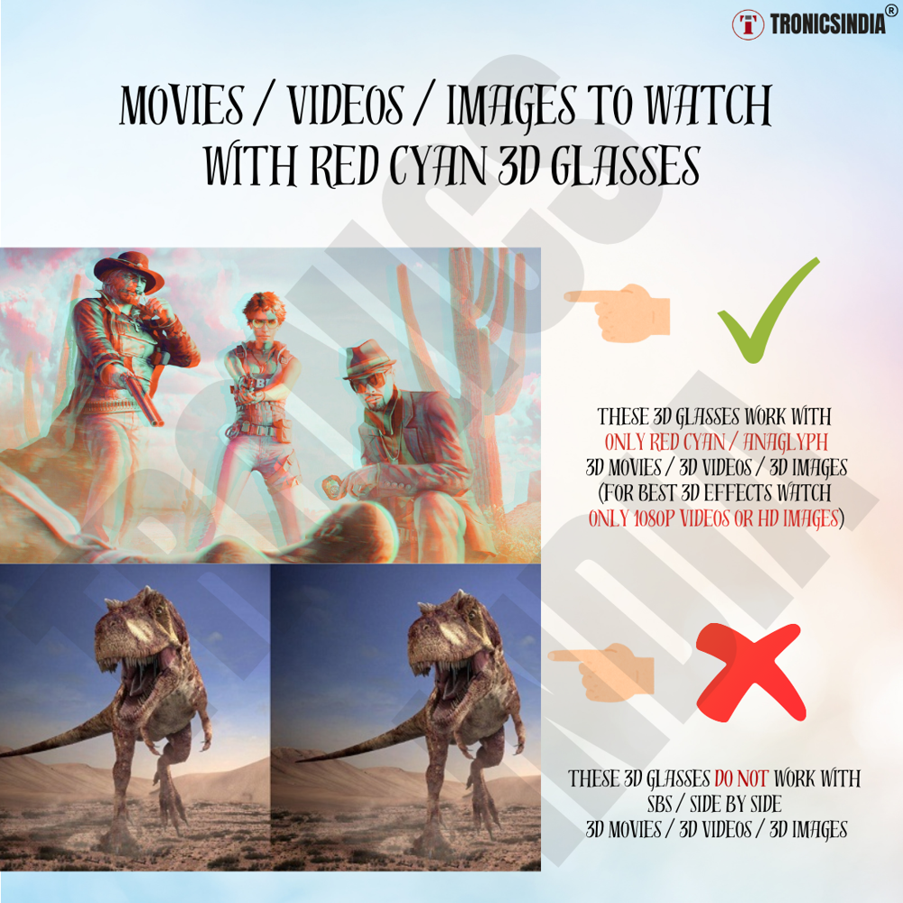 Red Cyan 3D Glasses Simple Frame for Projectors RC03