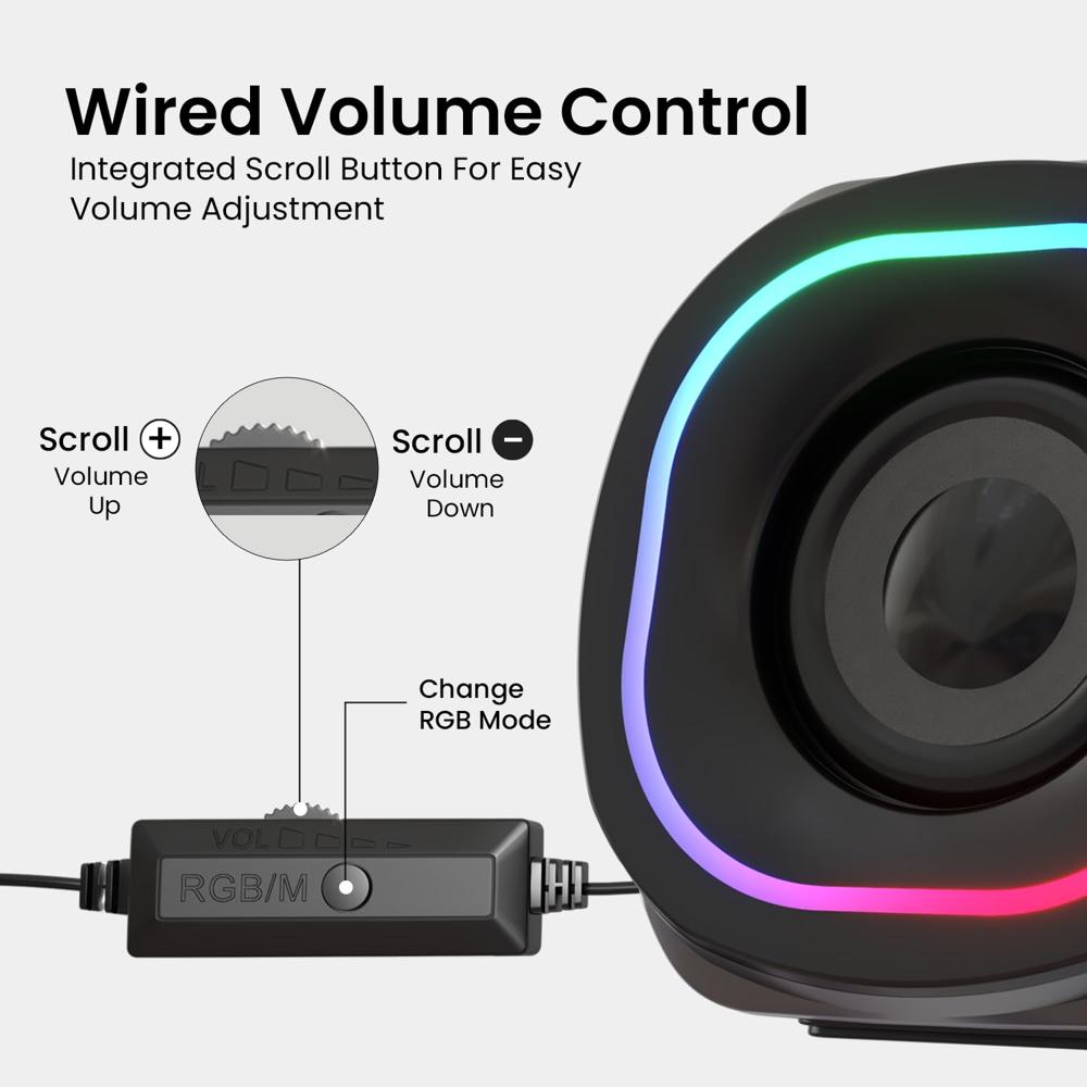Portronics in Tune 5 12W Portable USB Powered Wired Speaker with Volume Control