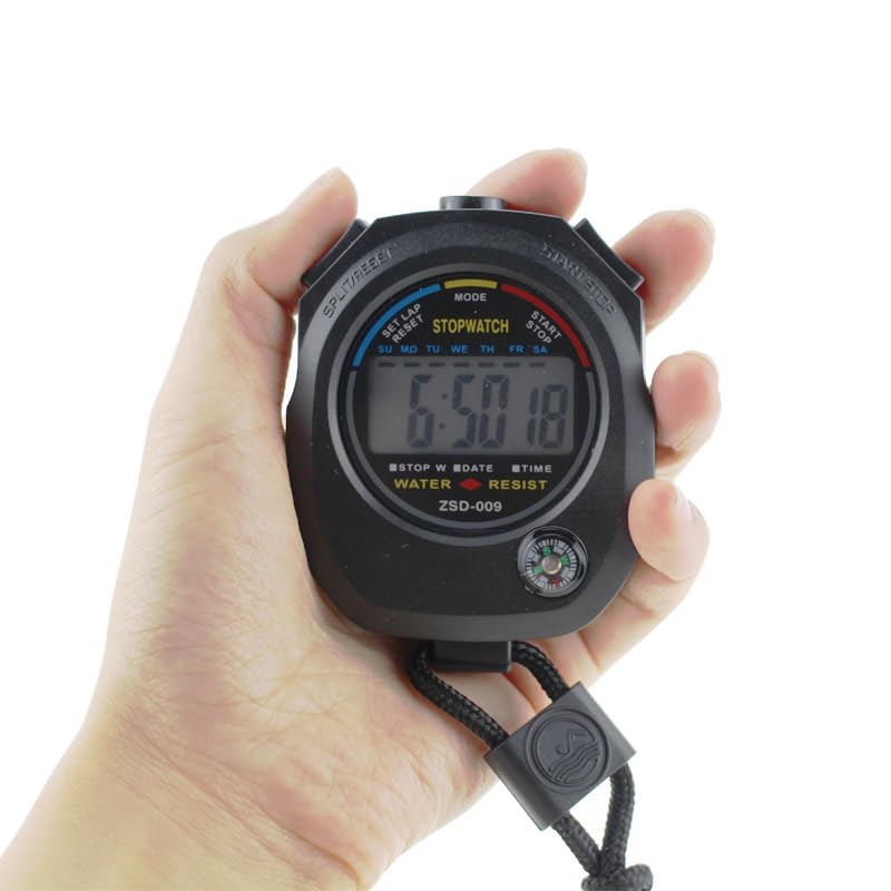 True Sense Portable Handheld Stop Watch Timer Clock Water Resistant With Compass, Zsd-009