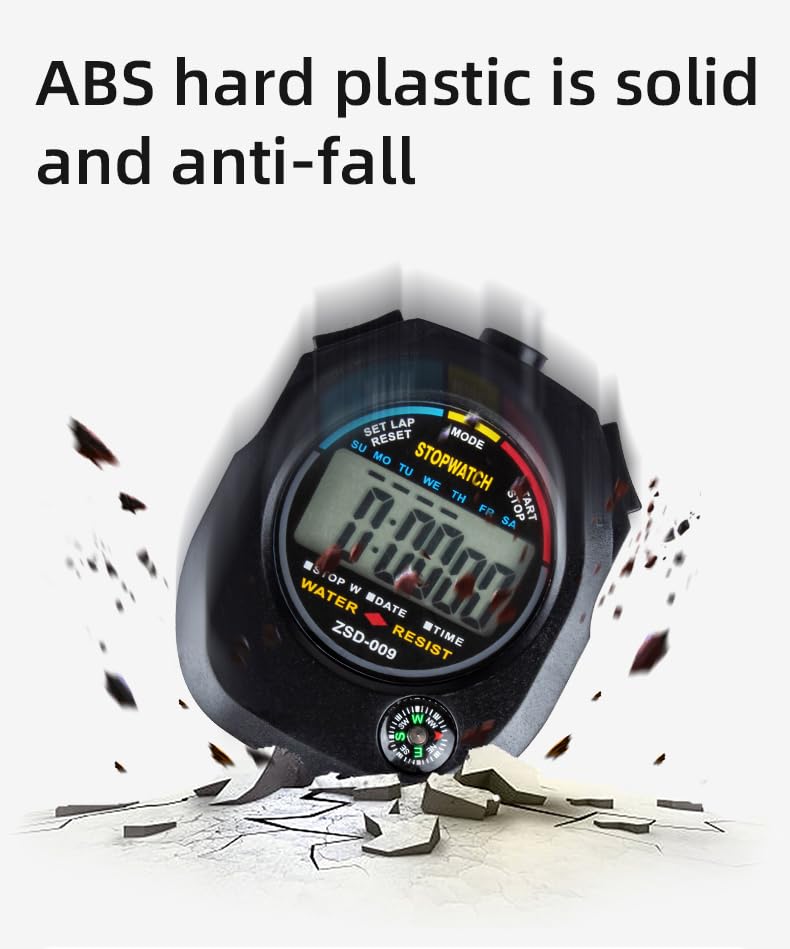 True Sense Portable Handheld Stopwatch Timer Clock Water Resistant With Compass, ZSD-009