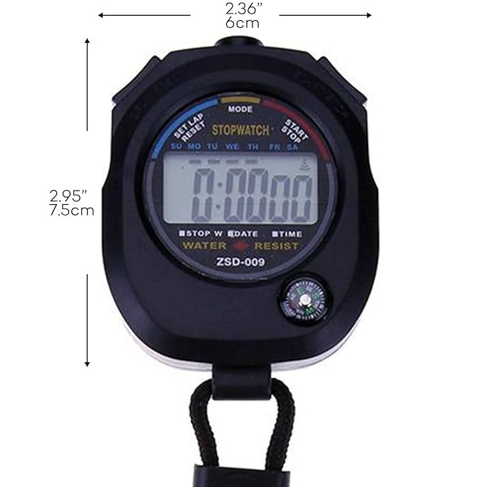 True Sense Portable Handheld Stopwatch Timer Clock Water Resistant With Compass, ZSD-009