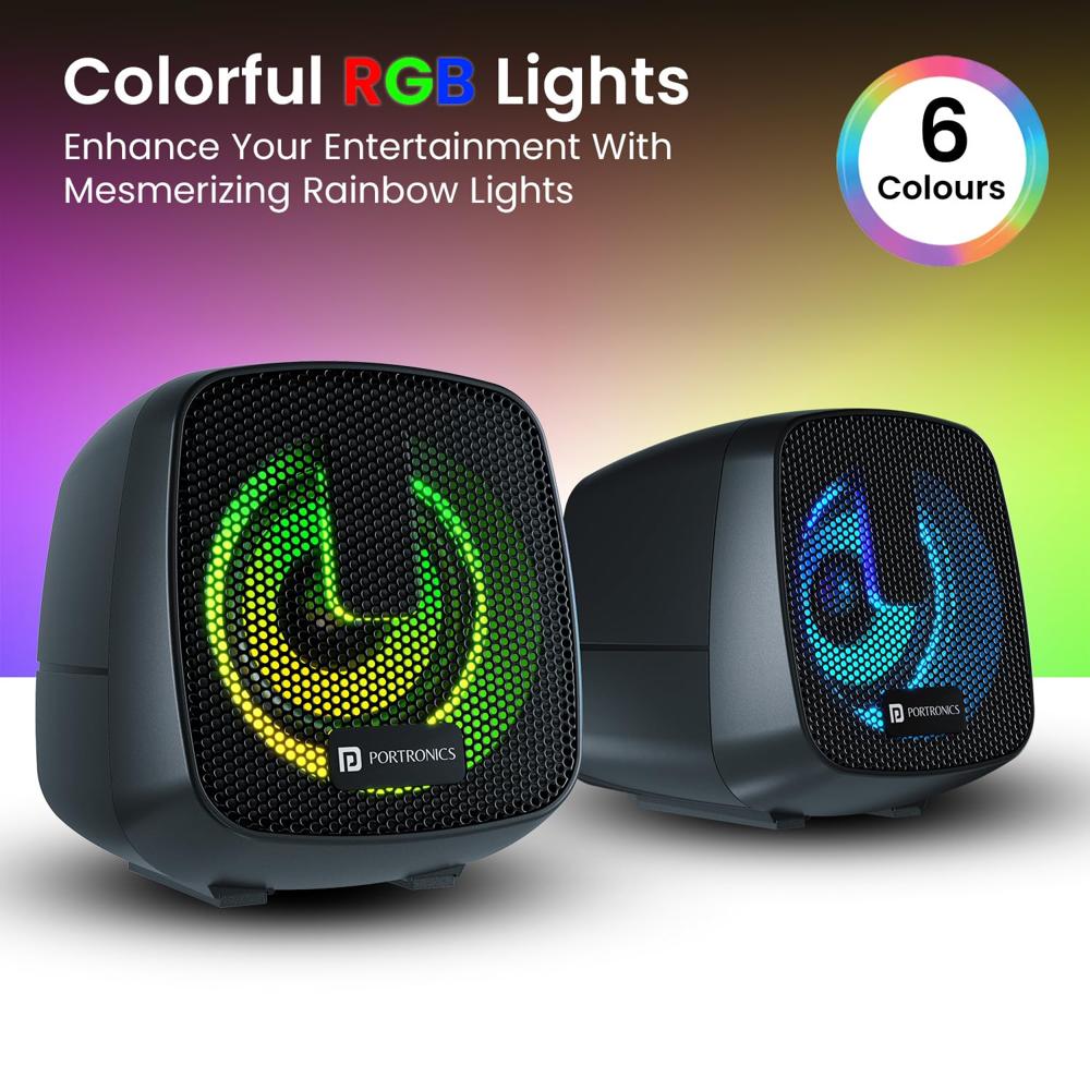 Portronics 6W in Tune 6 HD Sound 2.0 Channel Portable Desktop PC Speaker, 3.5mm Audio Jack,