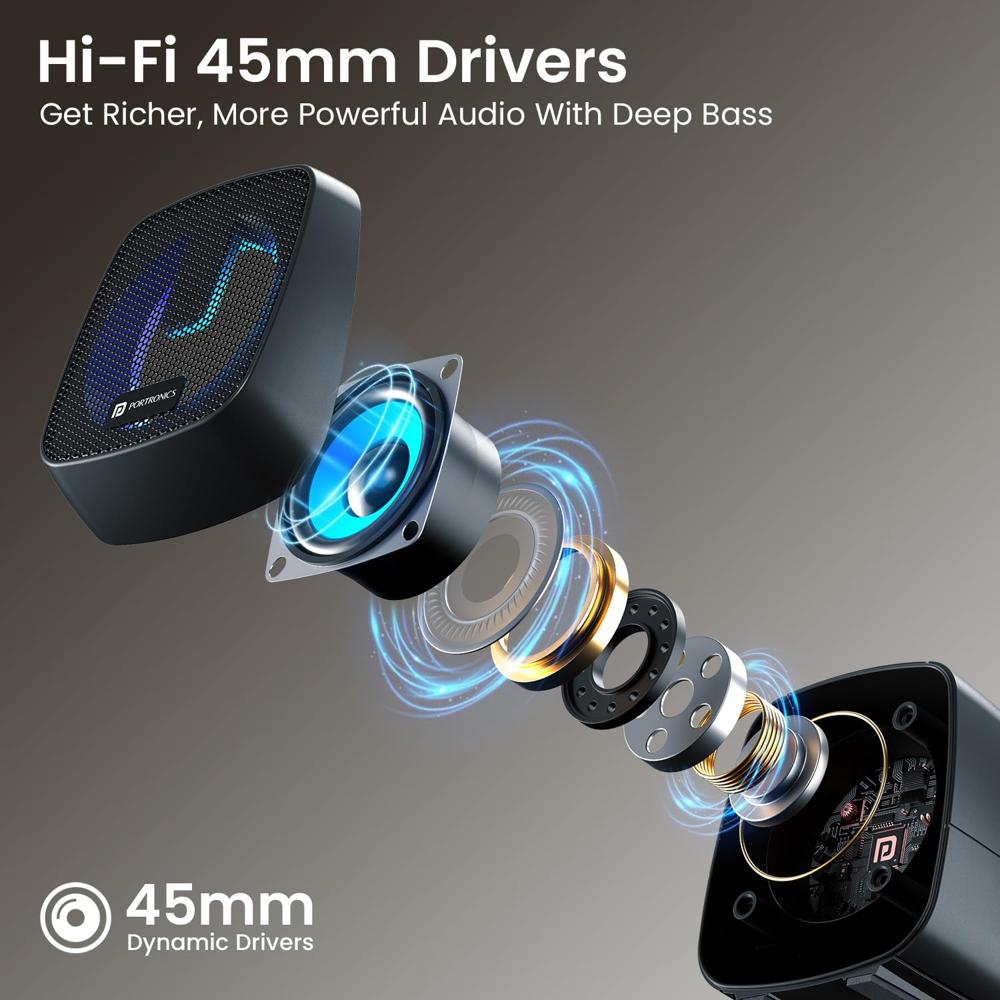 Portronics 6W in Tune 6 HD Sound 2.0 Channel Portable Desktop PC Speaker, 3.5mm Audio Jack,