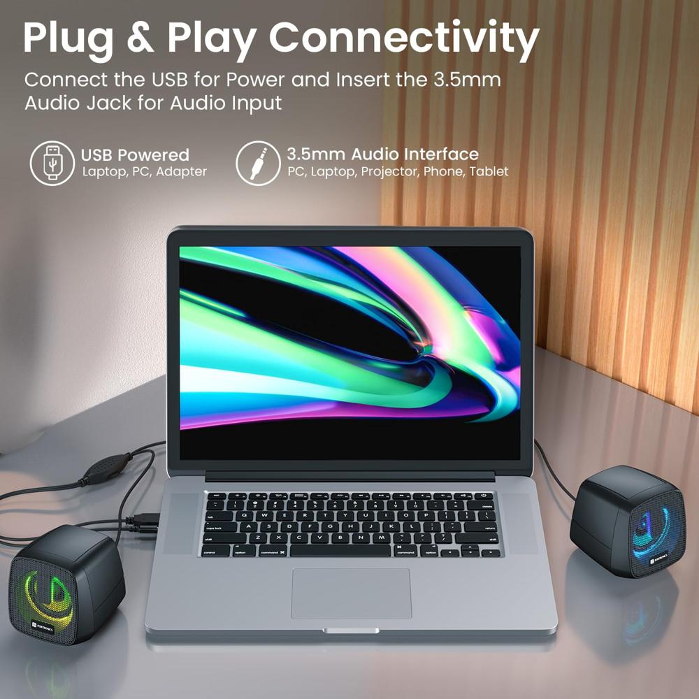 Portronics 6W in Tune 6 HD Sound 2.0 Channel Portable Desktop PC Speaker, 3.5mm Audio Jack,